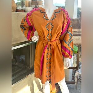 by Anthropologie ‘Stasiana’ Embroidered 100% Cotton Tunic Dress Size Boho Medium